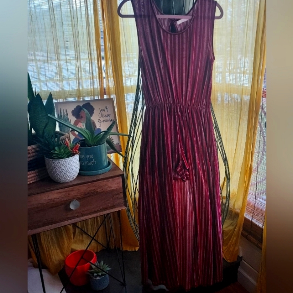 Cranberry Red Bohemian Romper Skirt Ensemble by OB FASHION